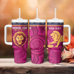 AFL Lions Football Custom Tumbler With Handle Brisbane Fight For Victory Indigenous Art - Aussie Hoodie