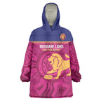 AFL Lions Football Custom Wearable Blanket Hoodie Brisbane Fight For Victory Indigenous Art - Aussie Hoodie