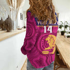 AFL Lions Football Custom Women Casual Shirt Brisbane Fight For Victory Indigenous Art - Aussie Hoodie