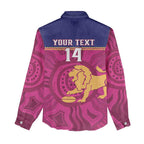 AFL Lions Football Custom Women Casual Shirt Brisbane Fight For Victory Indigenous Art - Aussie Hoodie
