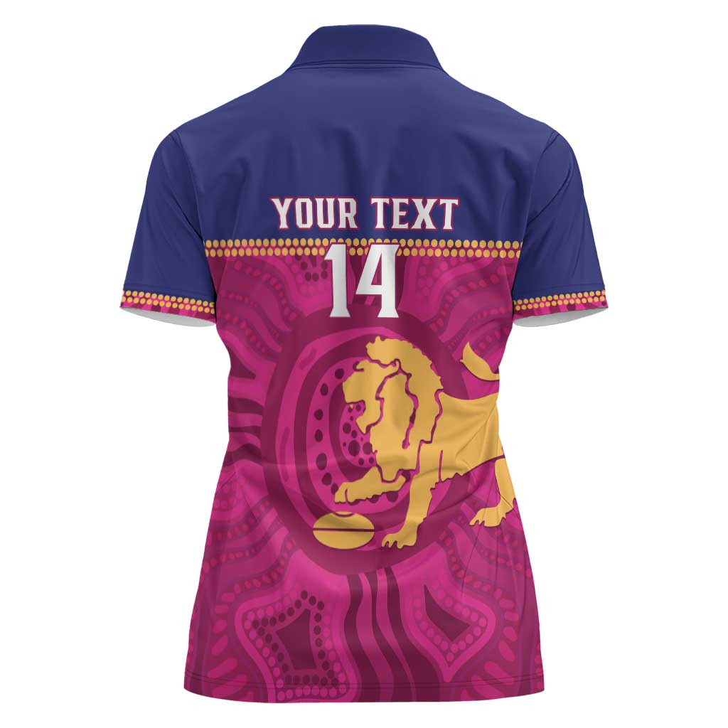 AFL Lions Football Custom Women Polo Shirt Brisbane Fight For Victory Indigenous Art - Aussie Hoodie