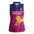 AFL Lions Football Custom Women Sleeveless Polo Shirt Brisbane Fight For Victory Indigenous Art - Aussie Hoodie