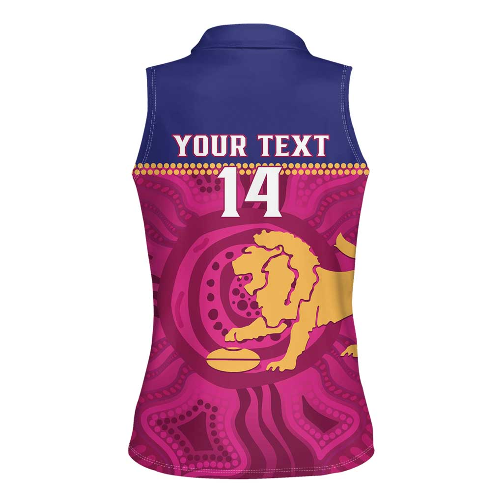 AFL Lions Football Custom Women Sleeveless Polo Shirt Brisbane Fight For Victory Indigenous Art - Aussie Hoodie