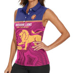 AFL Lions Football Custom Women Sleeveless Polo Shirt Brisbane Fight For Victory Indigenous Art - Aussie Hoodie