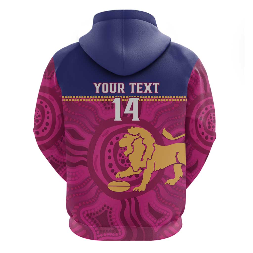 AFL Lions Football Custom Zip Hoodie Brisbane Fight For Victory Indigenous Art - Aussie Hoodie