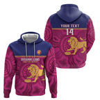 AFL Lions Football Custom Zip Hoodie Brisbane Fight For Victory Indigenous Art - Aussie Hoodie