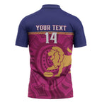 AFL Lions Football Custom Zipper Polo Shirt Brisbane Fight For Victory Indigenous Art - Aussie Hoodie