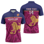 AFL Lions Football Custom Zipper Polo Shirt Brisbane Fight For Victory Indigenous Art - Aussie Hoodie