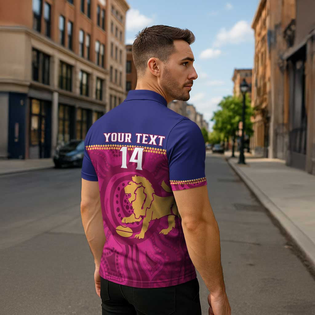 AFL Lions Football Custom Zipper Polo Shirt Brisbane Fight For Victory Indigenous Art - Aussie Hoodie