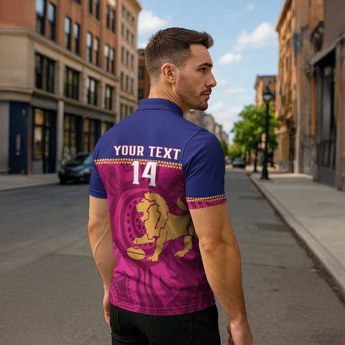 AFL Lions Football Custom Zipper Polo Shirt Brisbane Fight For Victory Indigenous Art - Aussie Hoodie