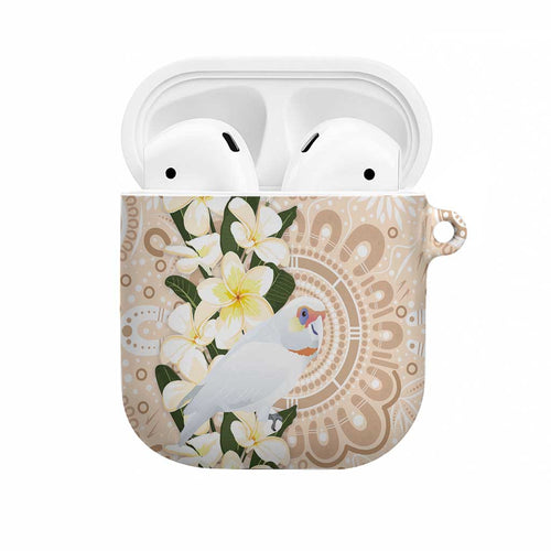Australia Long-billed Corella AirPods Case Cacatua Tenuirostris Plumeria Aboriginal Art - Aussie Hoodie