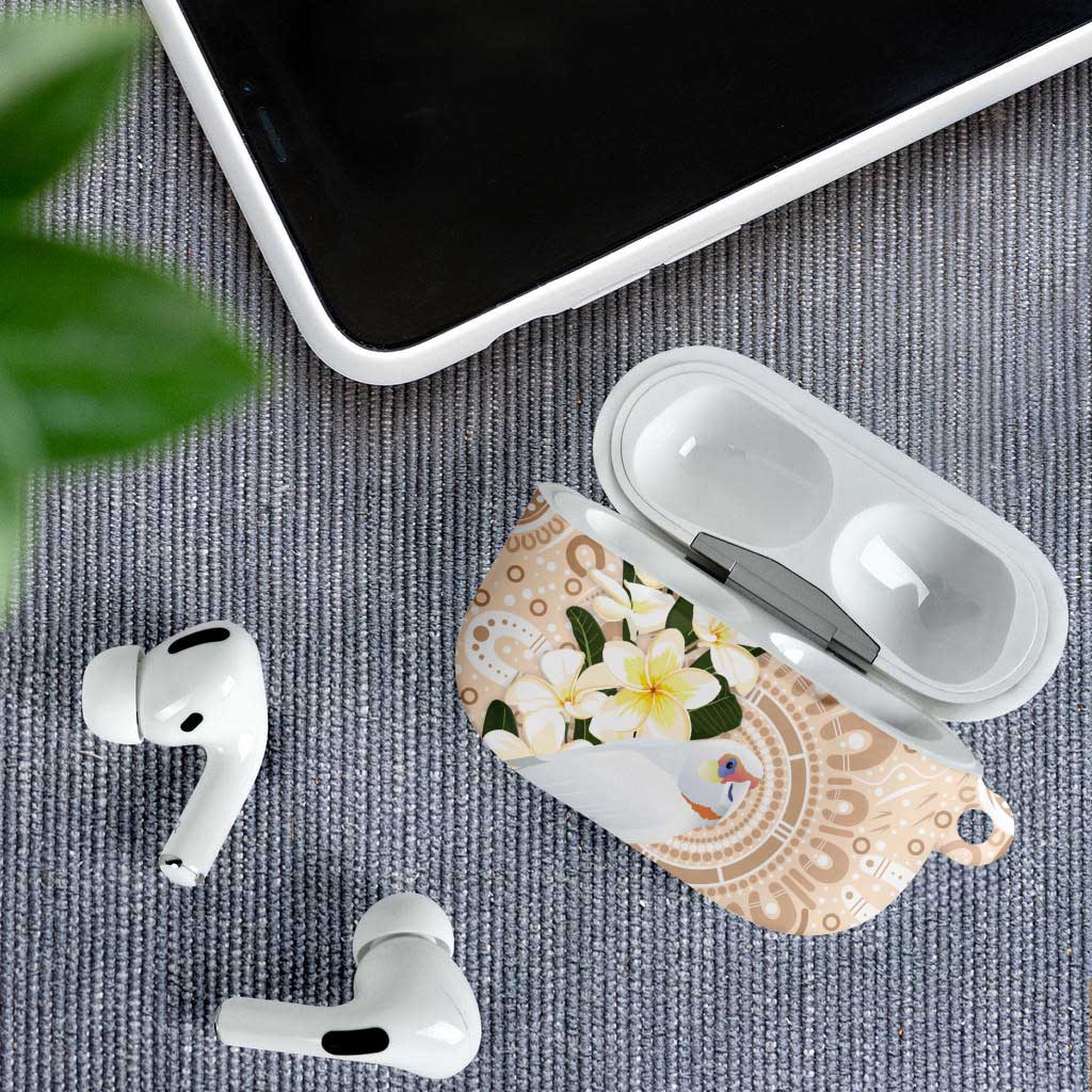 Australia Long-billed Corella AirPods Case Cacatua Tenuirostris Plumeria Aboriginal Art - Aussie Hoodie