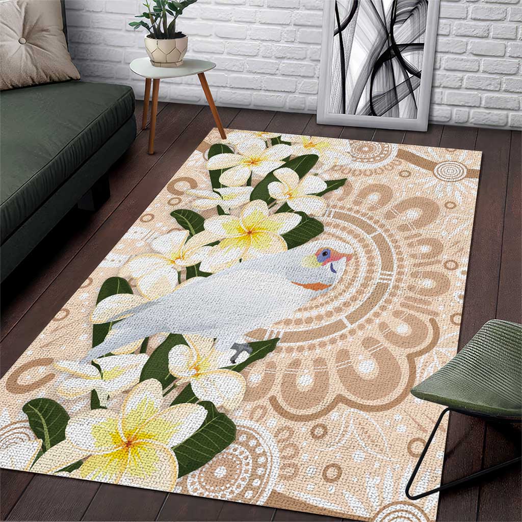 Australia Long-billed Corella Area Rug Cacatua Tenuirostris Plumeria Aboriginal Art - Aussie Hoodie