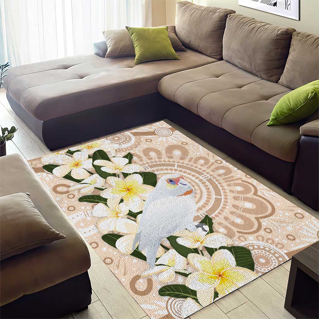 Australia Long-billed Corella Area Rug Cacatua Tenuirostris Plumeria Aboriginal Art - Aussie Hoodie