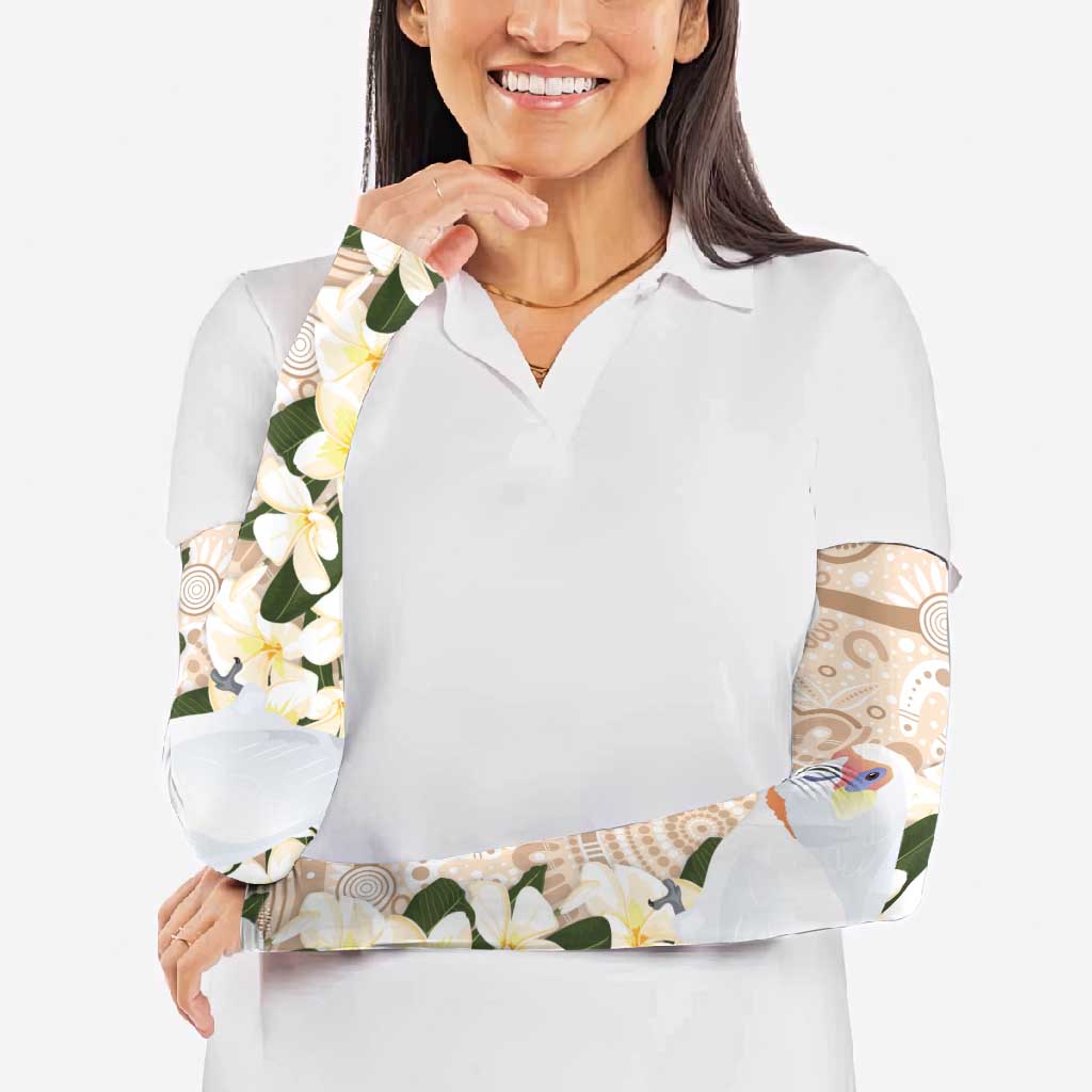 Australia Long-billed Corella Arm Sleeves Cacatua Tenuirostris Plumeria Aboriginal Art - Aussie Hoodie