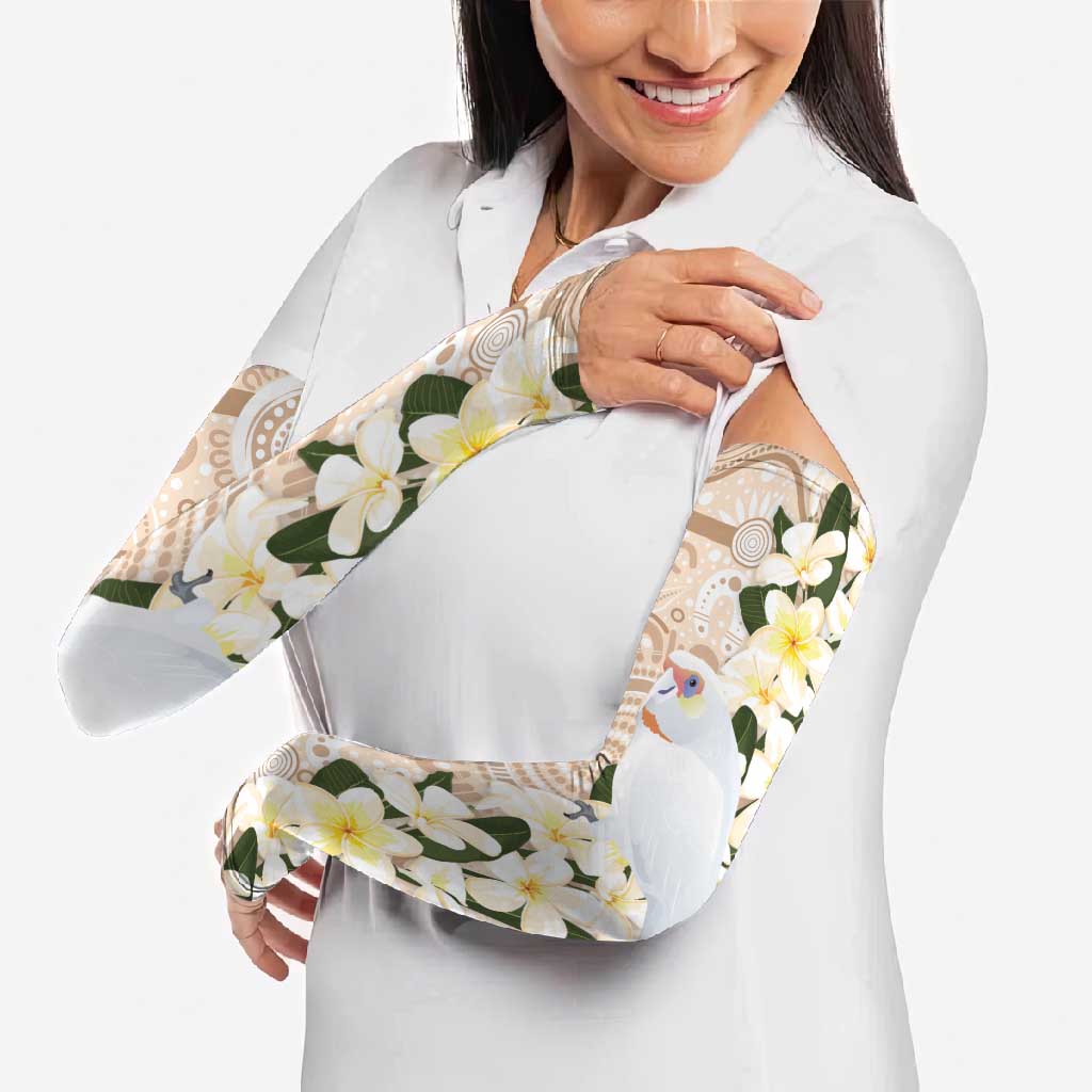 Australia Long-billed Corella Arm Sleeves Cacatua Tenuirostris Plumeria Aboriginal Art - Aussie Hoodie