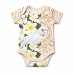 Australia Long-billed Corella Baby Onesie Cacatua Tenuirostris Plumeria Aboriginal Art