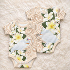 Australia Long-billed Corella Baby Onesie Cacatua Tenuirostris Plumeria Aboriginal Art
