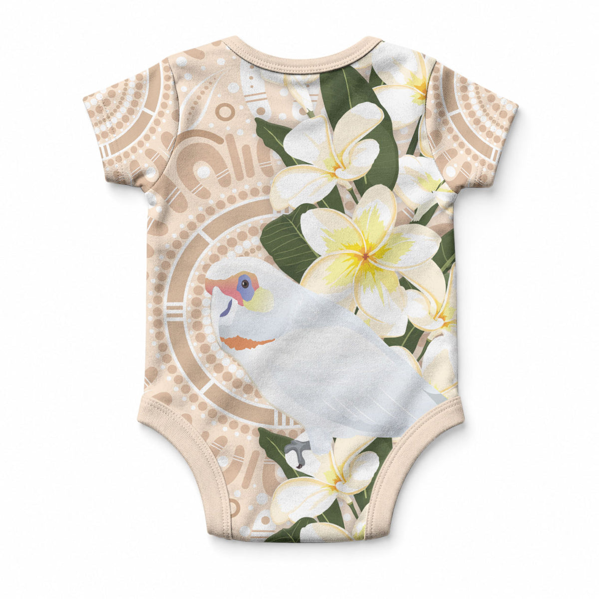 Australia Long-billed Corella Baby Onesie Cacatua Tenuirostris Plumeria Aboriginal Art