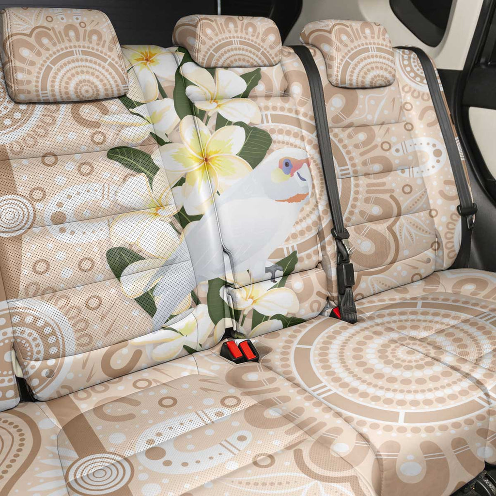 Australia Long-billed Corella Back Car Seat Cover Cacatua Tenuirostris Plumeria Aboriginal Art - Aussie Hoodie