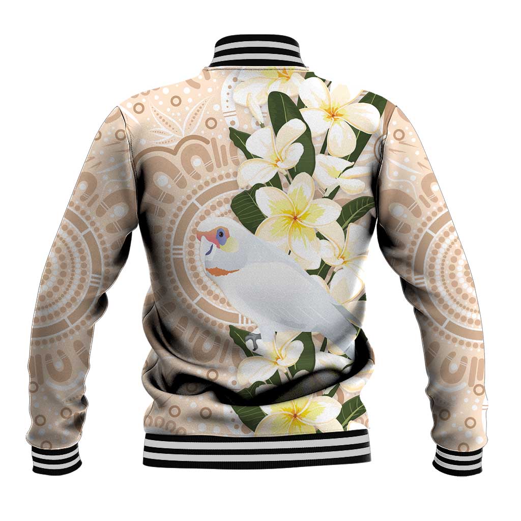 Australia Long-billed Corella Baseball Jacket Cacatua Tenuirostris Plumeria Aboriginal Art - Aussie Hoodie