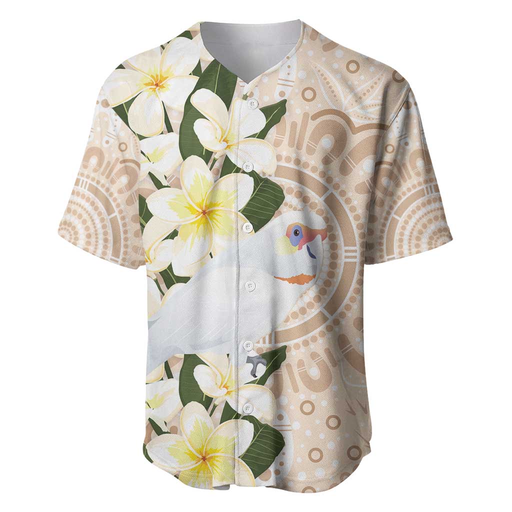 Australia Long-billed Corella Baseball Jersey Cacatua Tenuirostris Plumeria Aboriginal Art - Aussie Hoodie
