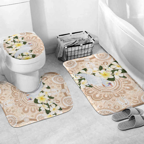 Australia Long-billed Corella Bathroom Set Cacatua Tenuirostris Plumeria Aboriginal Art - Aussie Hoodie