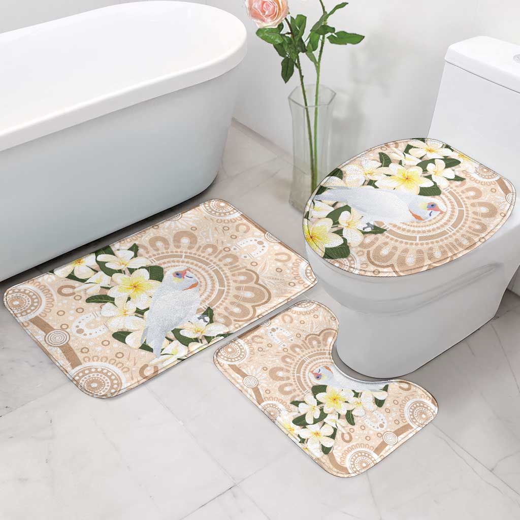Australia Long-billed Corella Bathroom Set Cacatua Tenuirostris Plumeria Aboriginal Art - Aussie Hoodie