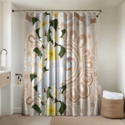 Australia Long-billed Corella Bathroom Set Cacatua Tenuirostris Plumeria Aboriginal Art - Aussie Hoodie