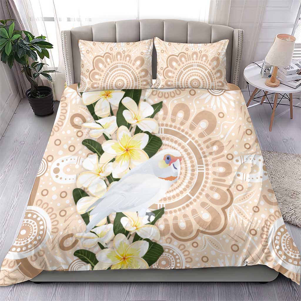 Australia Long-billed Corella Bedding Set Cacatua Tenuirostris Plumeria Aboriginal Art - Aussie Hoodie