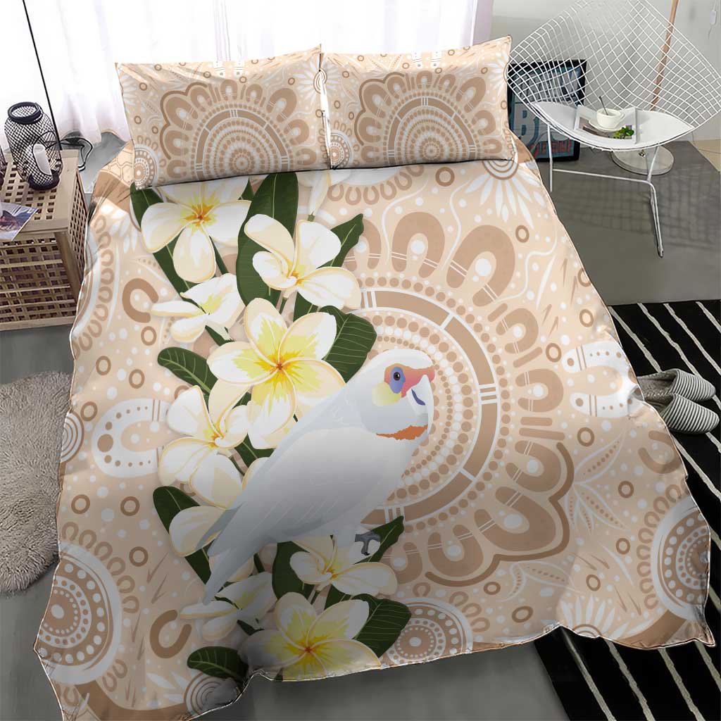 Australia Long-billed Corella Bedding Set Cacatua Tenuirostris Plumeria Aboriginal Art - Aussie Hoodie