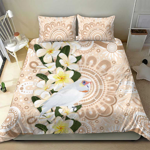 Australia Long-billed Corella Bedding Set Cacatua Tenuirostris Plumeria Aboriginal Art - Aussie Hoodie