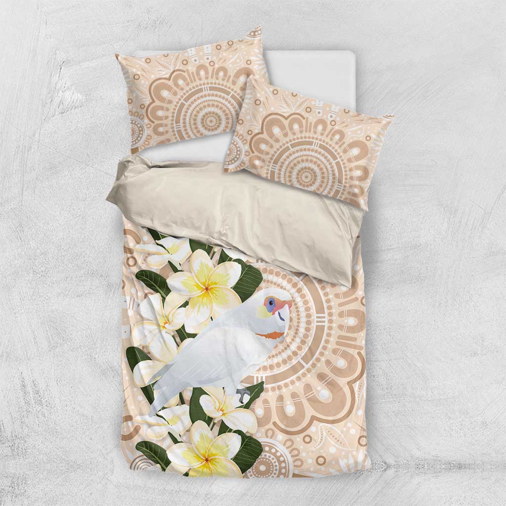 Australia Long-billed Corella Bedding Set Cacatua Tenuirostris Plumeria Aboriginal Art - Aussie Hoodie