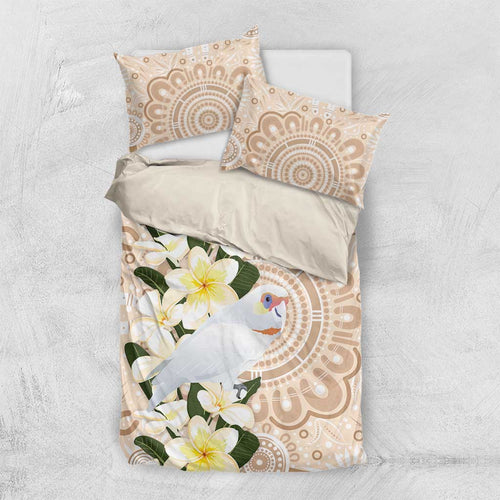 Australia Long-billed Corella Bedding Set Cacatua Tenuirostris Plumeria Aboriginal Art - Aussie Hoodie