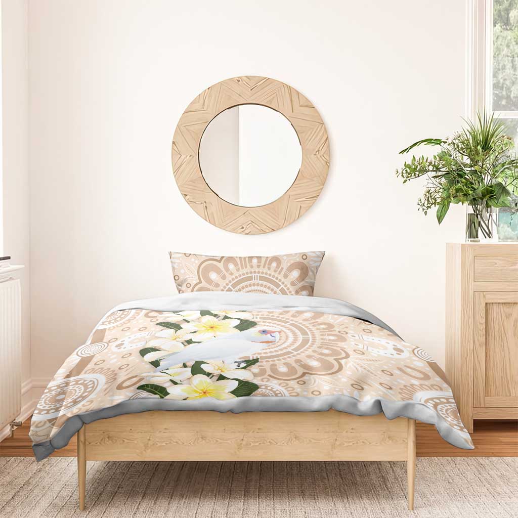 Australia Long-billed Corella Bedding Set Cacatua Tenuirostris Plumeria Aboriginal Art - Aussie Hoodie