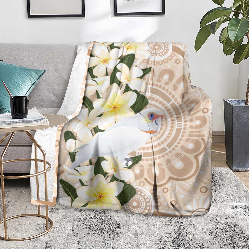 Australia Long-billed Corella Blanket Cacatua Tenuirostris Plumeria Aboriginal Art - Aussie Hoodie