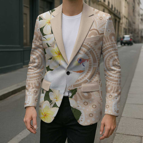 Australia Long-billed Corella Blazer Cacatua Tenuirostris Plumeria Aboriginal Art - Aussie Hoodie