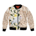 Australia Long-billed Corella Bomber Jacket Cacatua Tenuirostris Plumeria Aboriginal Art - Aussie Hoodie