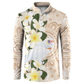 Australia Long-billed Corella Button Sweatshirt Cacatua Tenuirostris Plumeria Aboriginal Art - Aussie Hoodie