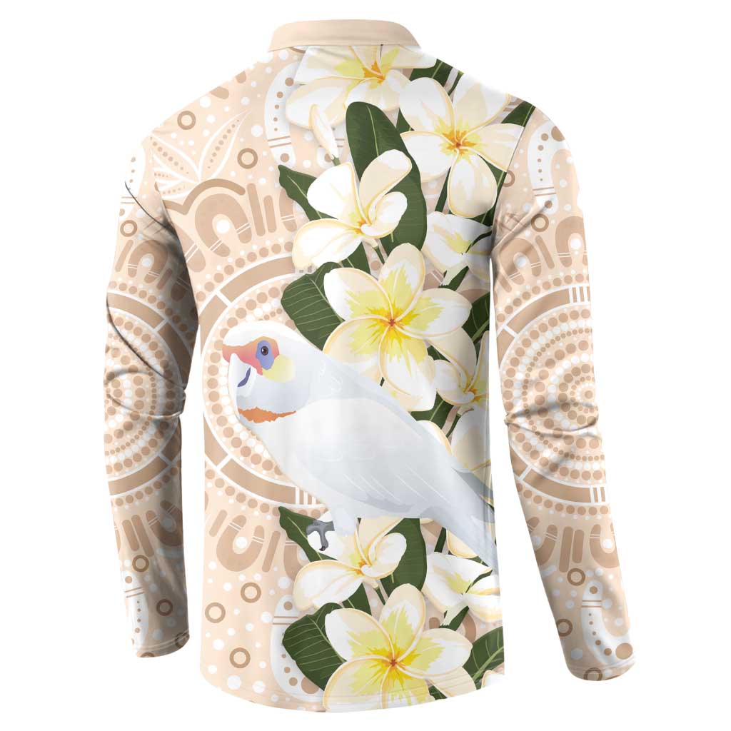 Australia Long-billed Corella Button Sweatshirt Cacatua Tenuirostris Plumeria Aboriginal Art - Aussie Hoodie