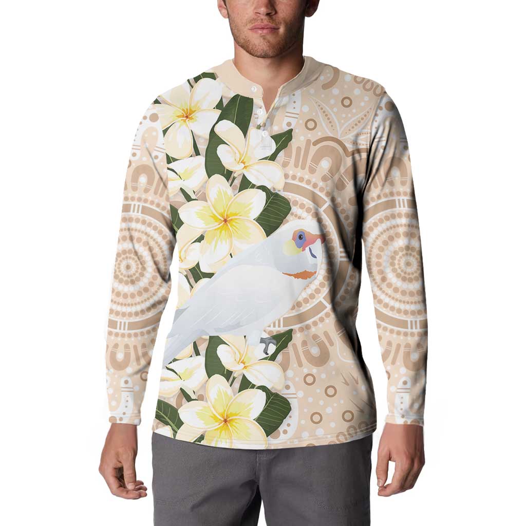 Australia Long-billed Corella Button Sweatshirt Cacatua Tenuirostris Plumeria Aboriginal Art - Aussie Hoodie