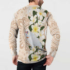 Australia Long-billed Corella Button Sweatshirt Cacatua Tenuirostris Plumeria Aboriginal Art - Aussie Hoodie