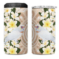 Australia Long-billed Corella 4 in 1 Can Cooler Tumbler Cacatua Tenuirostris Plumeria Aboriginal Art - Aussie Hoodie