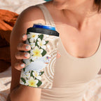 Australia Long-billed Corella 4 in 1 Can Cooler Tumbler Cacatua Tenuirostris Plumeria Aboriginal Art - Aussie Hoodie