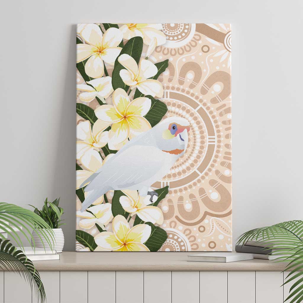 Australia Long-billed Corella Canvas Wall Art Cacatua Tenuirostris Plumeria Aboriginal Art - Aussie Hoodie