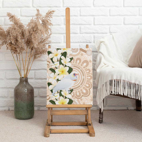 Australia Long-billed Corella Canvas Wall Art Cacatua Tenuirostris Plumeria Aboriginal Art - Aussie Hoodie