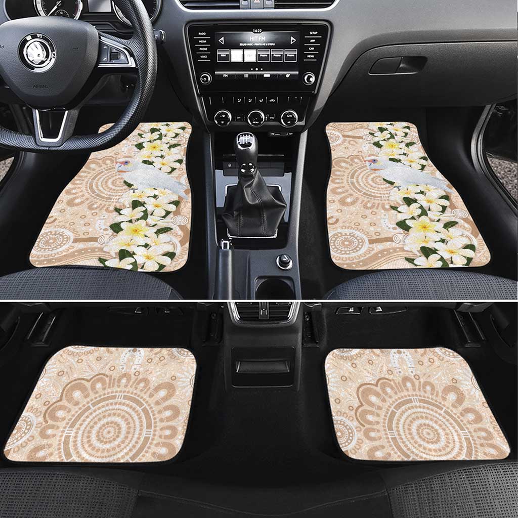 Australia Long-billed Corella Car Mats Cacatua Tenuirostris Plumeria Aboriginal Art - Aussie Hoodie