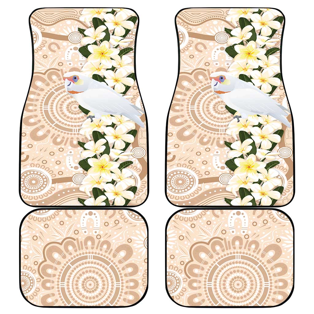 Australia Long-billed Corella Car Mats Cacatua Tenuirostris Plumeria Aboriginal Art - Aussie Hoodie