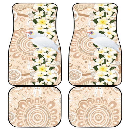 Australia Long-billed Corella Car Mats Cacatua Tenuirostris Plumeria Aboriginal Art - Aussie Hoodie