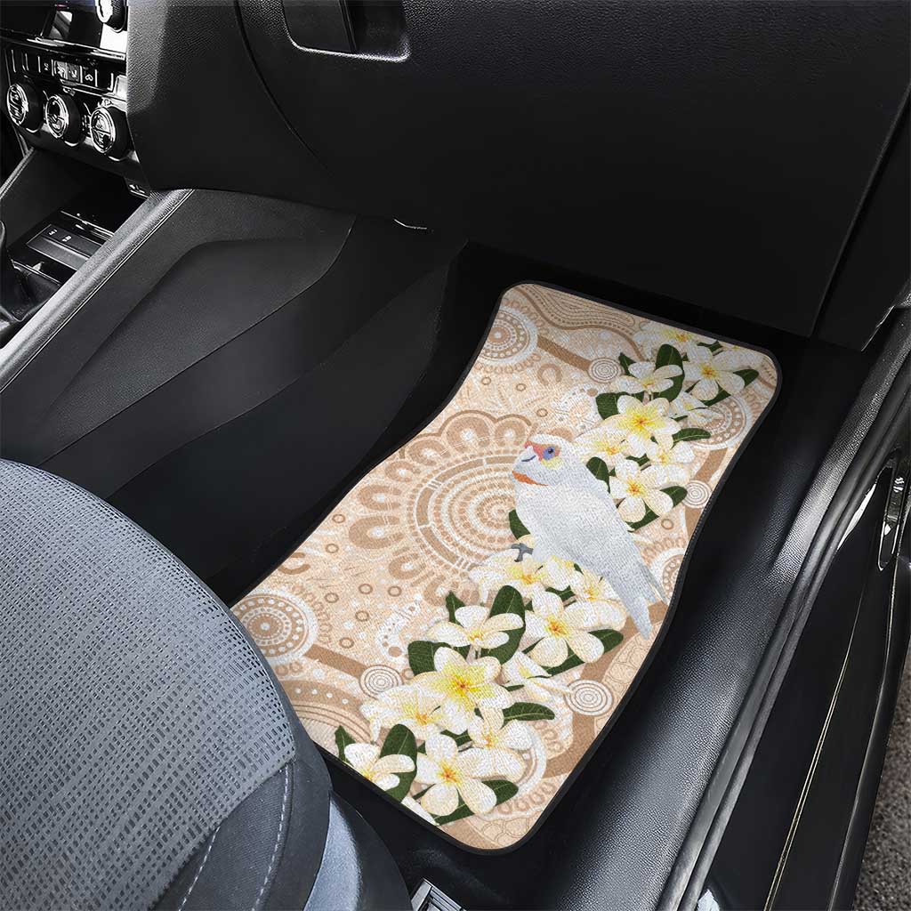 Australia Long-billed Corella Car Mats Cacatua Tenuirostris Plumeria Aboriginal Art - Aussie Hoodie